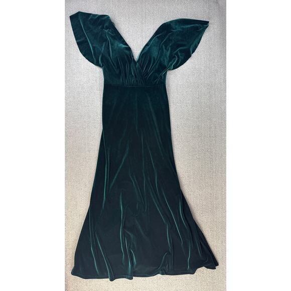Jenny Yoo Collection Ellis Velvet Dress Open Back Formal Holiday Emerald Green 8 - Picture 2 of 8